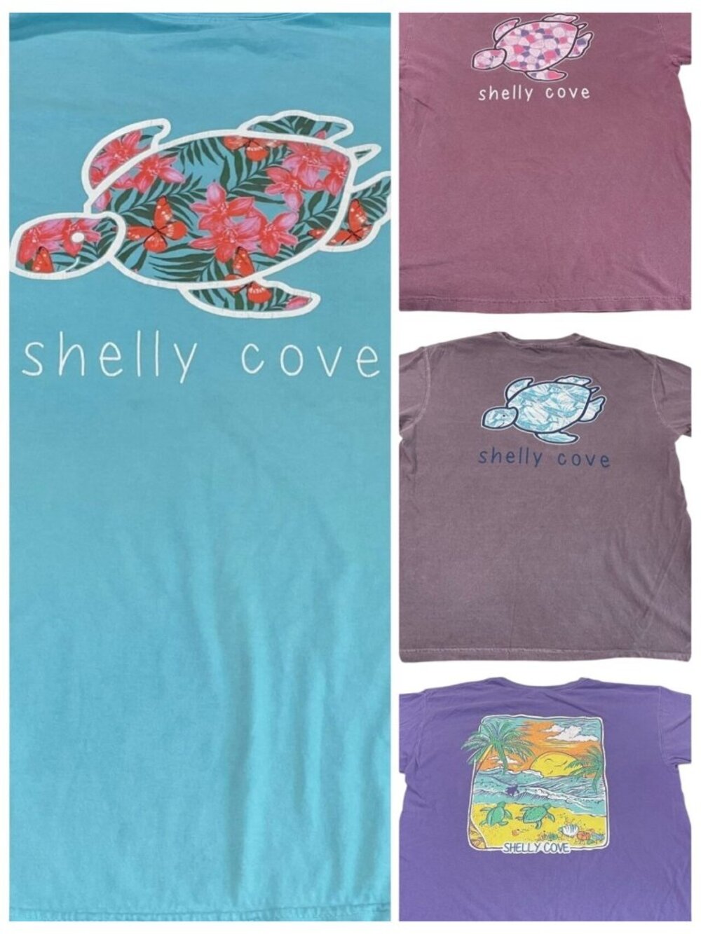 4 Comfort Colors Shelly Cove Turtle Graphic T Shirts Lot L Coastal Casual Beach